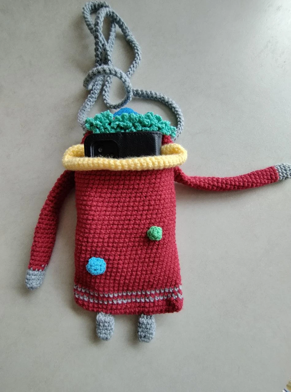 Handmade phone bag shoulder bag little monster big mouth red – photo 3
